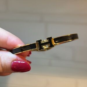 Hermes Black and Gold Women’s Bangle Bracelet